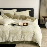 Latest Winter Thickened Milk Fleece 4pcs Bedding Sets Carved Flower Warm Comforter Bedding Sets for Home Bedroom