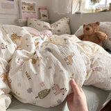 Aerobic three-layer yarn printing four-piece set skin-friendly and soft four-piece set of bedding in student dormitory