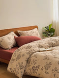 Low Saturation Cotton Linen Floral A-Class Full Cotton Duvet Cover Bedding Four-Piece Set Double Size Comforter Protector