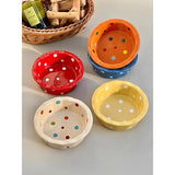 Instagram Style Yogurt Polka Dot Lace Bowl Cute Girlish Heart Breakfast Ceramic Home Oat Bowl