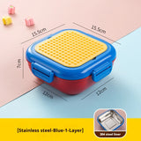 DIY Building Blocks Lunch Box for Kids Cartoon Bento Box with Spoon Lunch Bag for Kids Building Block Accessories