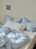 Miolife Pure Cotton Waed Bedding Nordic Stripe Pattern Warmth Retention Function Bed eet Set Four Piece Ensemble