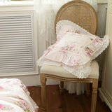 Romantic Ruffle Lace Cushion Cover ,100% Cotton Cloth Pillow Covers Decorative , Bed Throw Pillow Case , Sofa Cushion No Core