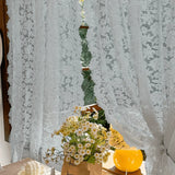 2pcs French Retro Elegant Floral Curtains Semi Transparent Curtains for Living Rooms and Bedrooms Beige Lace Gauze Curtains