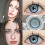 1 Pair Hot Sale Cleopatra Series Green Colored Contact Lenses with Prescription Myopia Lenses Natural Blue Iris Lens