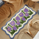 Tulip Flower Long Carpet Soft Furry Bedside Rug Living Room Mirror Front Carpet Non-slip Bedroom decoration  Mats