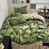 Nordic Style Pure Cotton Printed Bedding Sets Ultra Soft and Skin Friendly Fitted Sheet Kit Home Twin Bedclothes for Adults