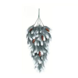 Teardrop Shape Artificial Christmas Pine Branches with Faux Pine Cone Green Hanging Snowy Norfolk Pine Needles Plastic Simulated
