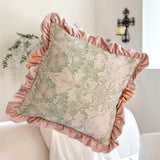 High End Home Ruffle Edge Pillow Cushion Bedroom Bedside Sofa Cushion Pillow Cover With Core Green And Pink Removable washable