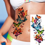 1 Sheet Beautiful Butterfly Flowers Temporary Tattoos For Women Girls Waterproof Fake Tattoos Floral Animals Temp Tatoo Stickers
