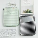 Korean Ins Style Plaid Laptop Sleeve 13 Inch Shockproof Padded Protective Tablet Sleeve For Macbook Notebook Computer Carrying
