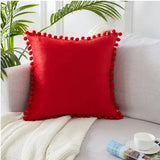 Velvet Cushioncover pillowslip with Ball Soft Decorative Cushion Home Decor for Sofa Set Bedroom Pillowcase Blue Pink Pillow