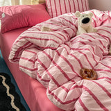 Japanese Striped Printed Quilt Cover Soft Single Duvet Covers for Dormitory Home Skin-Friendly Bed Decoration for Four Seasons