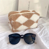 Fashion Plush Stripe Style Pencil Case Large Capacity Pen Bag Cosmetic Pouch Storage Box Student School Stationery Supplies