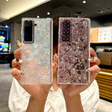 Luxury Aurora Shell Pattern Hard Case for Samsung Galaxy Z Fold 7 6 5 4 fold7 zfold Fold6 Colorful Acrylic Shockproof Back Cover