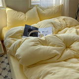 Solid Color Bedding Set Soft Duvet Cover Set With Sheet Bedroom Decor Skin Friendly Single Double Four Piece Set Home Textiles