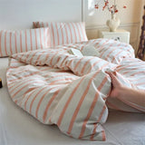 100% Cotton Stripe 3-Piece Duvet Cover Set (1 Duvet Cover + 2 Pillowcases),Yarn-Dyed,Soft Bedding Set, Multiple Sizes