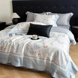 600TC Lyocell Cotton Soft Breathable Flowers Print Bedding Set Duvet Cover Set Bed Sheet/With Elastic Band Bed Sheet Pillowcases