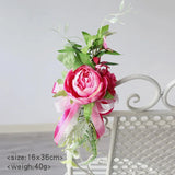 4pcs Artificial Peony Pew Flowers for Wedding Aisle Ceremony Chair Decoration Greenry with Rustic Wedding Outdoor Decor
