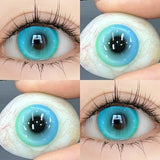 1 Pair New Colored Contacts Lenses with Myopia 0~-8.00 Degree Yearly Cosplay Cosmetic Makeup Pupils 14.5mm Blue Eye Lens