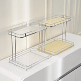 Double-layer desktop storage rack, unassembled acrylic storage stand, ironware kitchen organizing rack, space-saving desktop storage rack. Suitable for office desks, home makeup tables