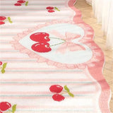 Home Decor Alien Bedside Carpet Pink Cherry Print Princess Room Cloak Room Carpet Thickened Plush Anti Slip Floor Mat