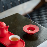 Klein Blue Ceramic Incense Burner Red Calming Aroma Base Storage Round Plate Portable Travelling Accessories Home Office Decor