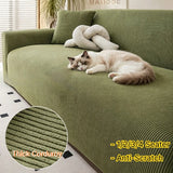 1/2/3/4 Seater Thick Corduroy Full Wrap Sofa Cover, Non-Slip Anti-Scratch Pet-Friendly Washable Slipcover with Armrests