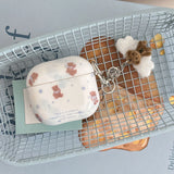 Korea Cartoon Lovely Bowknot Little Bear Blue Keychain Fall Prevention Earphone Case for AirPods 4 3 2 1 Pro Pro 2 Soft Cover