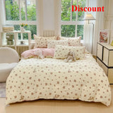 Ikeehome  Class A super soft jacquard cloud yarn cotton four-piece set, bed sheet, bed hat, quilt cover, student dormitory bed