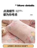 100% Cotton Bedding Set Soft Skin-friendly Four Piece Set Single Couple Flower Printed Comforter Duvet Cover Set for Adults Kids