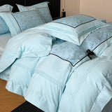 160S Pure Cotton European Luxury Solid Color Hotel Style Bedding Set Queen King Duvet Cover Set Flat/Fitted Bed Sheet Pillowcase