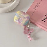 For Apple AirPods 4 Cover Rainbow Headset Case For AirPods 4 4th Shell Hard PC Coque Lovely Girls Cases With Butterfly Pendant
