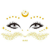 Glitter Stickers Face Tattoo Flash Gold Temporary Metalic Tattoos Waterproof Makeup Decals for Girls Party Music Festival