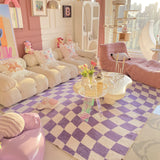 Checkerboard Carpet Modern Retro Living Room Large Area Trendy Bedroom Girl IG Decoration Fluffy Thick Soft Rug