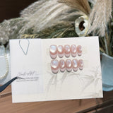 10pc Sweet Handmade Press on Nails with Glitter Pink Cat Eye Design fake nails Simple French Oval Wearable Full Cover False Nail