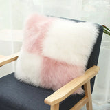 Includes Pillow Insert Living Room Sofa Pillow Cushion Color-blocked Plush Cushion Cover Machine-washable Sofa Pillow Home Decor