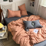 Duvet Cover Set New School Season Student Three PIECE Set Ins Style Solid Color Double Panel Washing Cotton Comforter Set