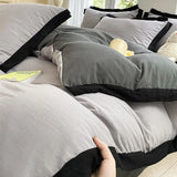 Maillard Solid Color Simple Four-piece Bedding Set Washed Cotton Sheets Quilt Cover Homestay Bedding Student Three-piece Set