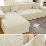 Water-resistant Thicken Sofa Cover 1/2/3/4 Seaters Leaf Jacquard Solid L Shaped Slipcover Elastic Full Wrap Corner Couch Cover