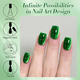 10ml Imperial Green Cat Magnetic Gel Nail Polish Spring Summer Sparkling Glass Bead Soak Off Christmas Decoration