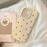 Korean Retro Full Screen Polka Dots Soft Phone Case for iPhone 17 16 15 14 13 12 Pro Max Candy Color Shockproof Protective Cover