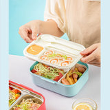 Stainless Steel Lunch Box,Portable Bento Box with Spoon, Plastic Bento Box Kids with Handle, Microwavable Food Container