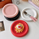 ins style tableware chubby  household high-end pure white dessert plate coffee shop pasta plate breakfast