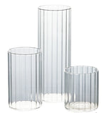 Ribbed Cylinder Glass Candle Holder Home Decor  Pillar Candles Glass Vase Floating Candle Wedding Ornaments Tealight Candlestick