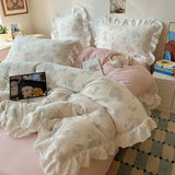 Latest Carving Flower Silk Velvet Winter 4pcs Bedding Sets 3D Warm Quilt Cover Bedspread Pillowcases for Princess Girls Bedroom