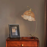 Mid-Century Bedside Table Lamp Modern Glass Flower Desk Lamp Gold Reading Lamp