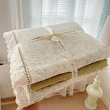 Print Floral Bedding Set Double Layer Yarn Four Pieces Set Soft Comfortable Duvet Cover Bed Sheet With Pillowcases Home Textiles