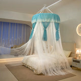 New Hung Dome Bed Canopy Mosquito Net for Girl Women Lace Yarn 2 Layers Round Dome Tent Curtain Room Decor
