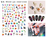 3D Luminous Nail Stickers Decals Black White Spider Web Skull Alien Planet Glow In The Dark Halloween Manicure Foils Tattoo Tips